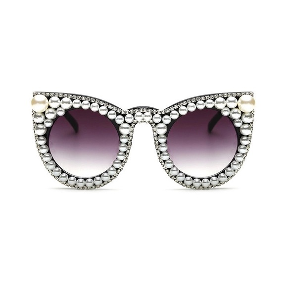 Fashion Pearl Cat Eye Sunglasses - Picture 1 of 5